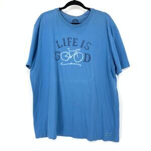 Life Is Good Crusher Tee Mens XL Blue Crew Neck Short Sleeve T-Shirt Classic Fit